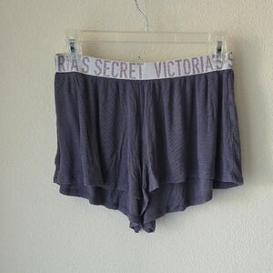 Victoria's Secret Dark Grey Purple Lounge Sleep Shorts Sz S Glitter Waistband